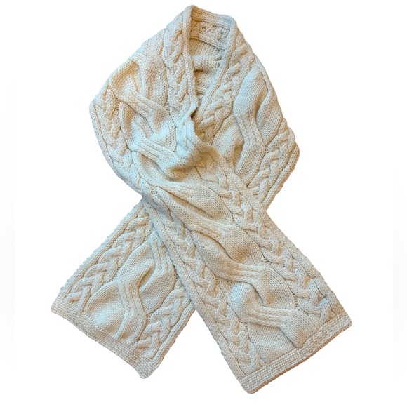 Blarney Woollen Mills Other - Blarney Knit Scarf Cable Knit Cream 100% Wool NWT